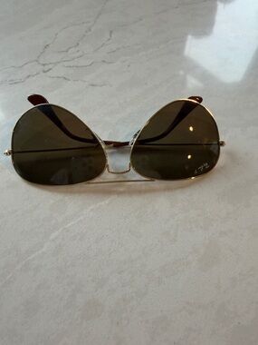 Gold Frame Women's Aviator Sunglasses with Amber Lenses